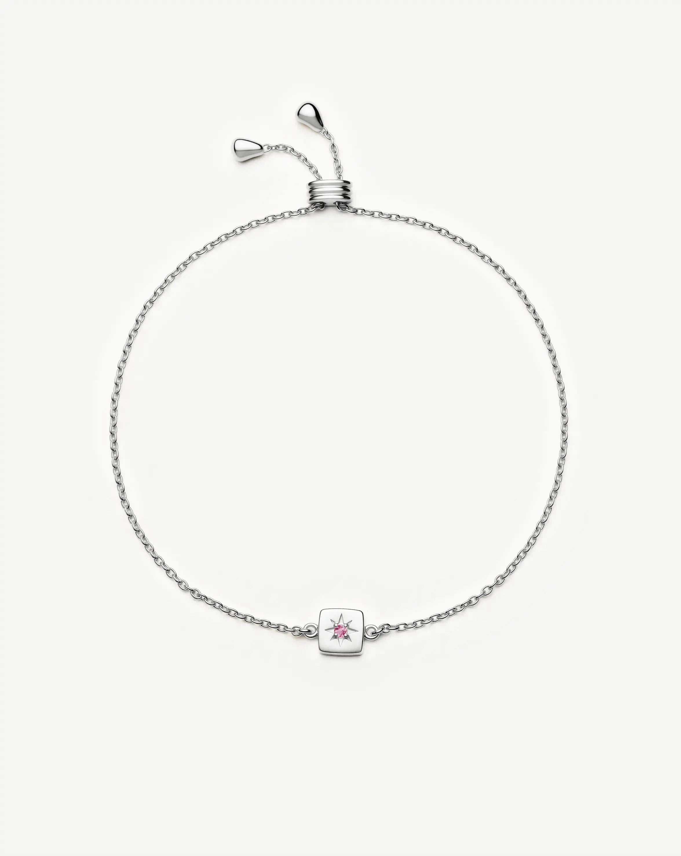 October Birthstone Slider Bracelet | Silver Plated/Pink Tourmaline Bracelets Missoma 