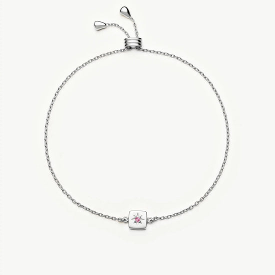 October Birthstone Slider Bracelet | Silver Plated/Pink Tourmaline Bracelets Missoma 