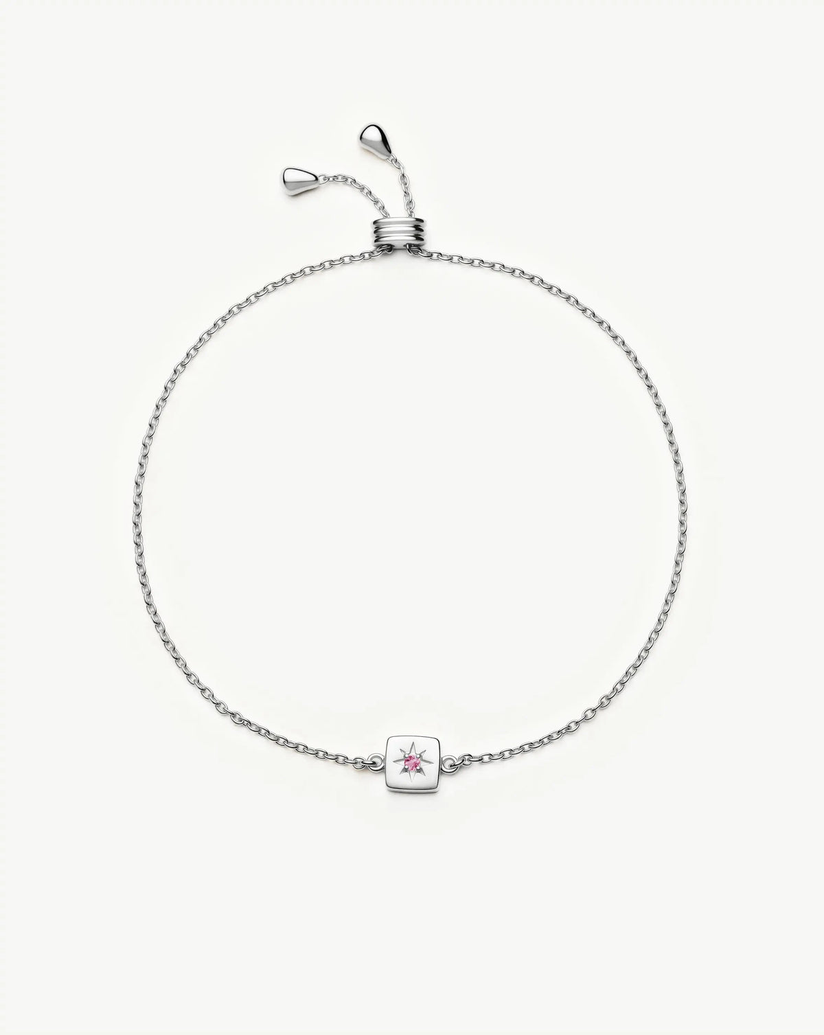 October Birthstone Slider Bracelet | Silver Plated/Pink Tourmaline Bracelets Missoma 