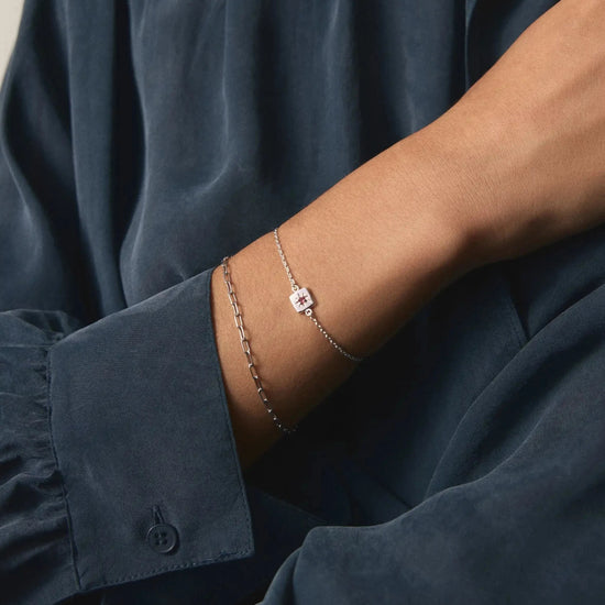 October Birthstone Slider Bracelet | Silver Plated/Pink Tourmaline Bracelets Missoma 
