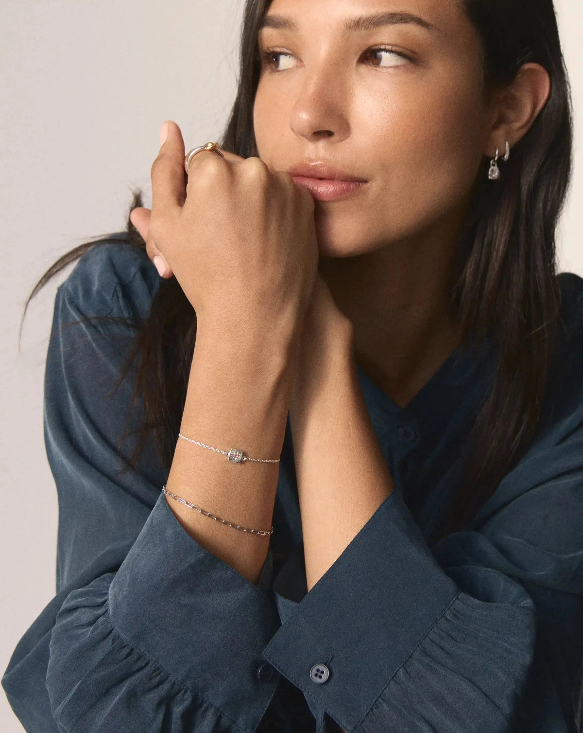 October Birthstone Slider Bracelet | Silver Plated/Pink Tourmaline Bracelets Missoma 