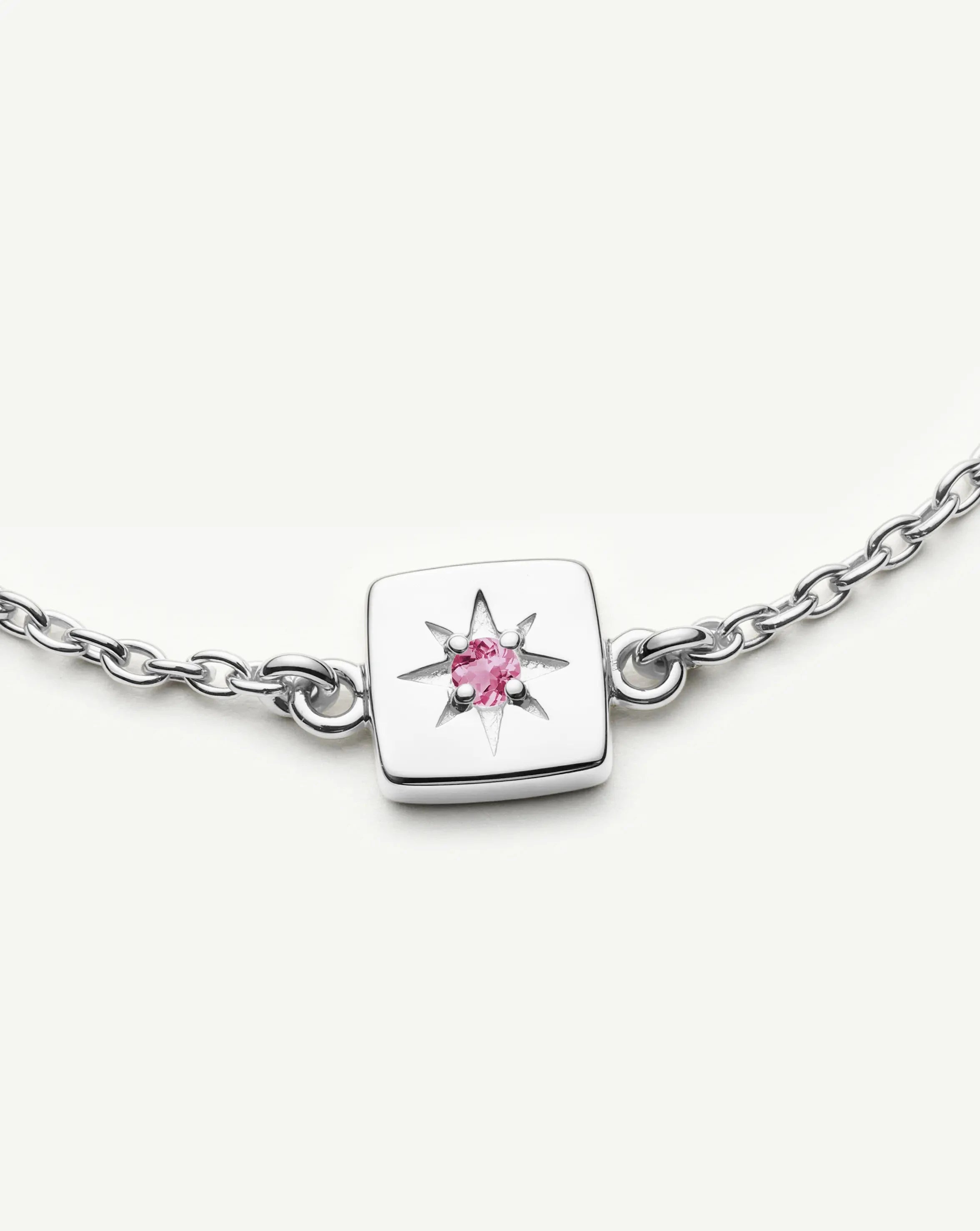 October Birthstone Slider Bracelet | Silver Plated/Pink Tourmaline Bracelets Missoma 