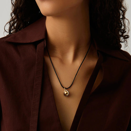 Orb Gemstone Pendant Cord Necklace | 18k Gold Plated / Black Spinel Necklaces Missoma 