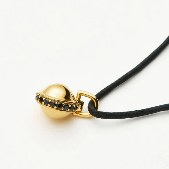 Orb Gemstone Pendant Cord Necklace | 18k Gold Plated / Black Spinel Necklaces Missoma 