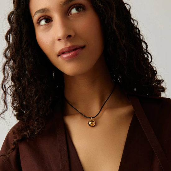 Orb Gemstone Pendant Cord Necklace | 18k Gold Plated / Black Spinel Necklaces Missoma 