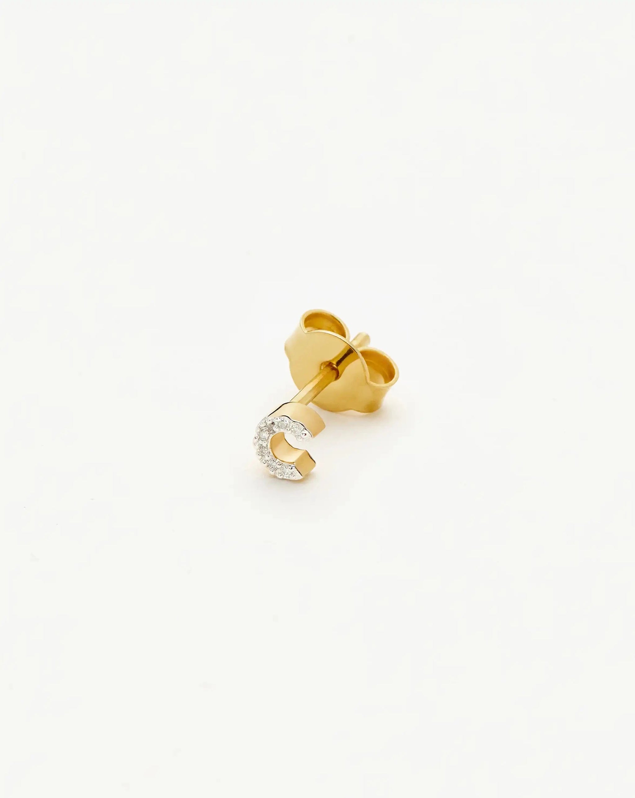 Pave Initial Single Stud Earring - Initial C | 18k Gold Vermeil/Cubic Zirconia Earrings Missoma 