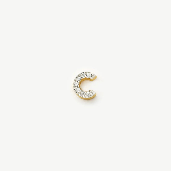 Pave Initial Single Stud Earring - Initial C | 18k Gold Vermeil/Cubic Zirconia Earrings Missoma 