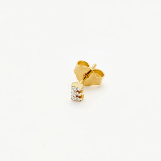 Pave Initial Single Stud Earring - Initial E | 18k Gold Vermeil/Cubic Zirconia Earrings Missoma 
