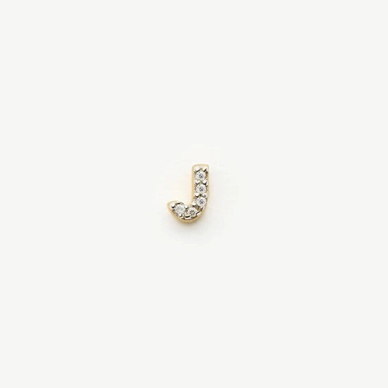 Pave Initial Single Stud Earring - Initial J | 18k Gold Vermeil/Cubic Zirconia Earrings Missoma 