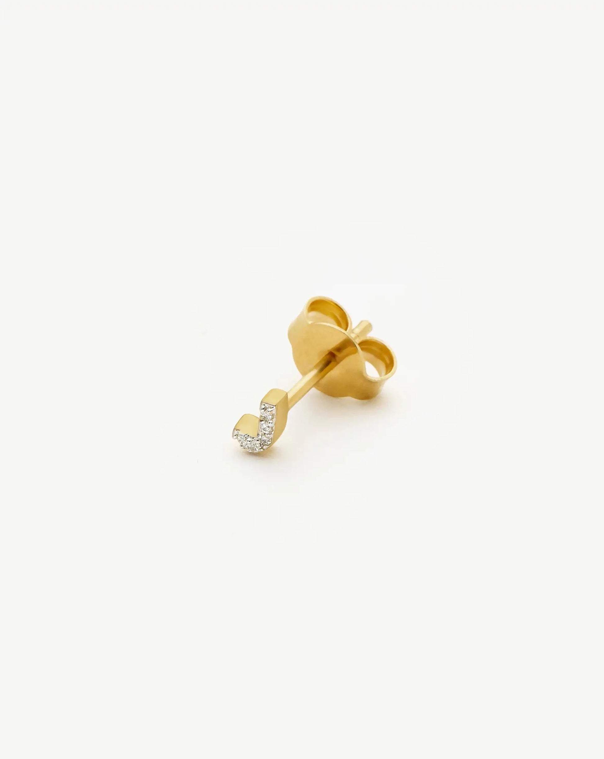 Pave Initial Single Stud Earring - Initial J | 18k Gold Vermeil/Cubic Zirconia Earrings Missoma 
