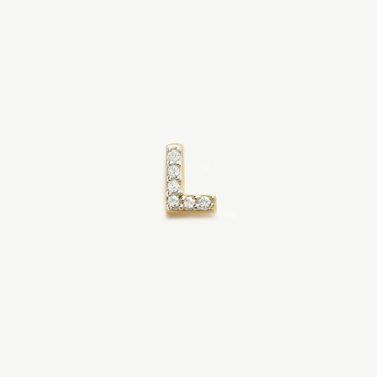 Pave Initial Single Stud Earring - Initial L | 18k Gold Vermeil/Cubic Zirconia Earrings Missoma 