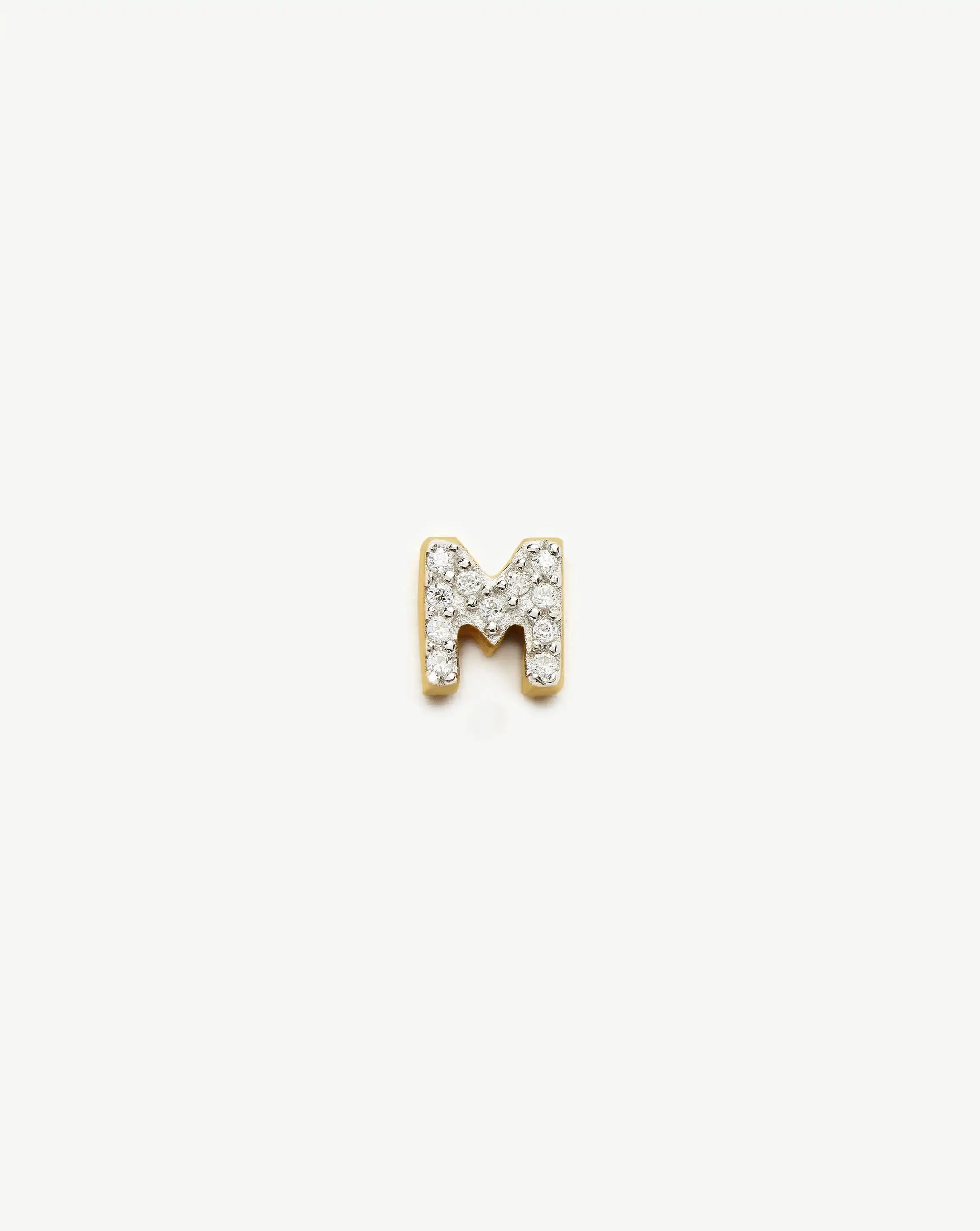 Pave Initial Single Stud Earring - Initial M | 18k Gold Vermeil/Cubic Zirconia Earrings Missoma 