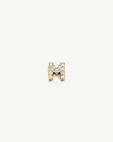 Pave Initial Single Stud Earring - Initial M | 18k Gold Vermeil/Cubic Zirconia Earrings Missoma 