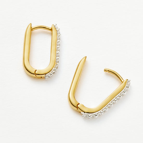 Pave Ovate Huggies | 18ct Recycled Gold Vermeil on Recycled Sterling Silver Earrings Missoma 