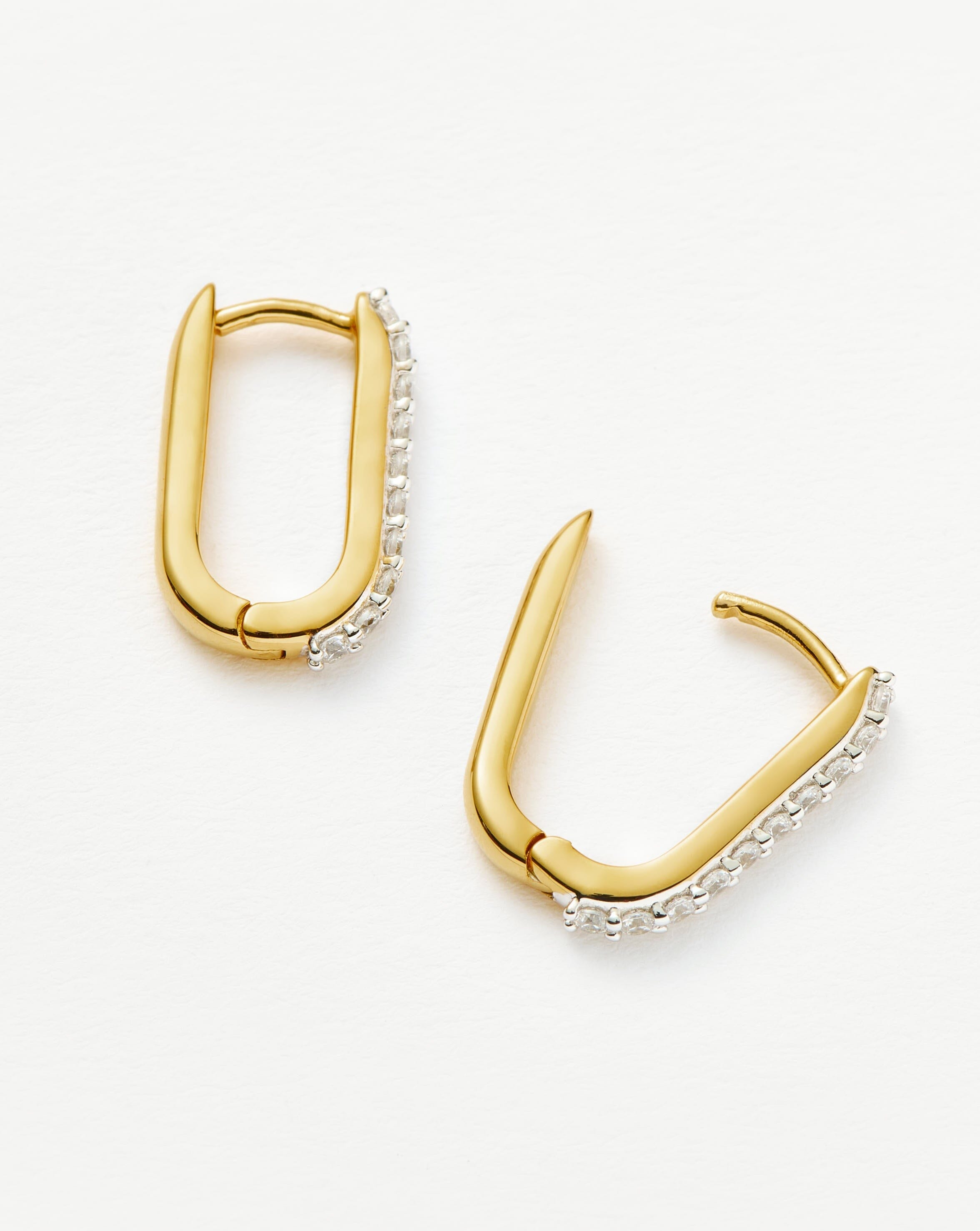 Pave Ovate Huggies | 18ct Recycled Gold Vermeil on Recycled Sterling Silver Earrings Missoma 