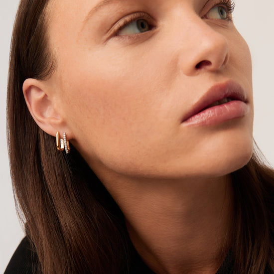 Pave Ovate Huggies | 18ct Recycled Gold Vermeil on Recycled Sterling Silver Earrings Missoma 