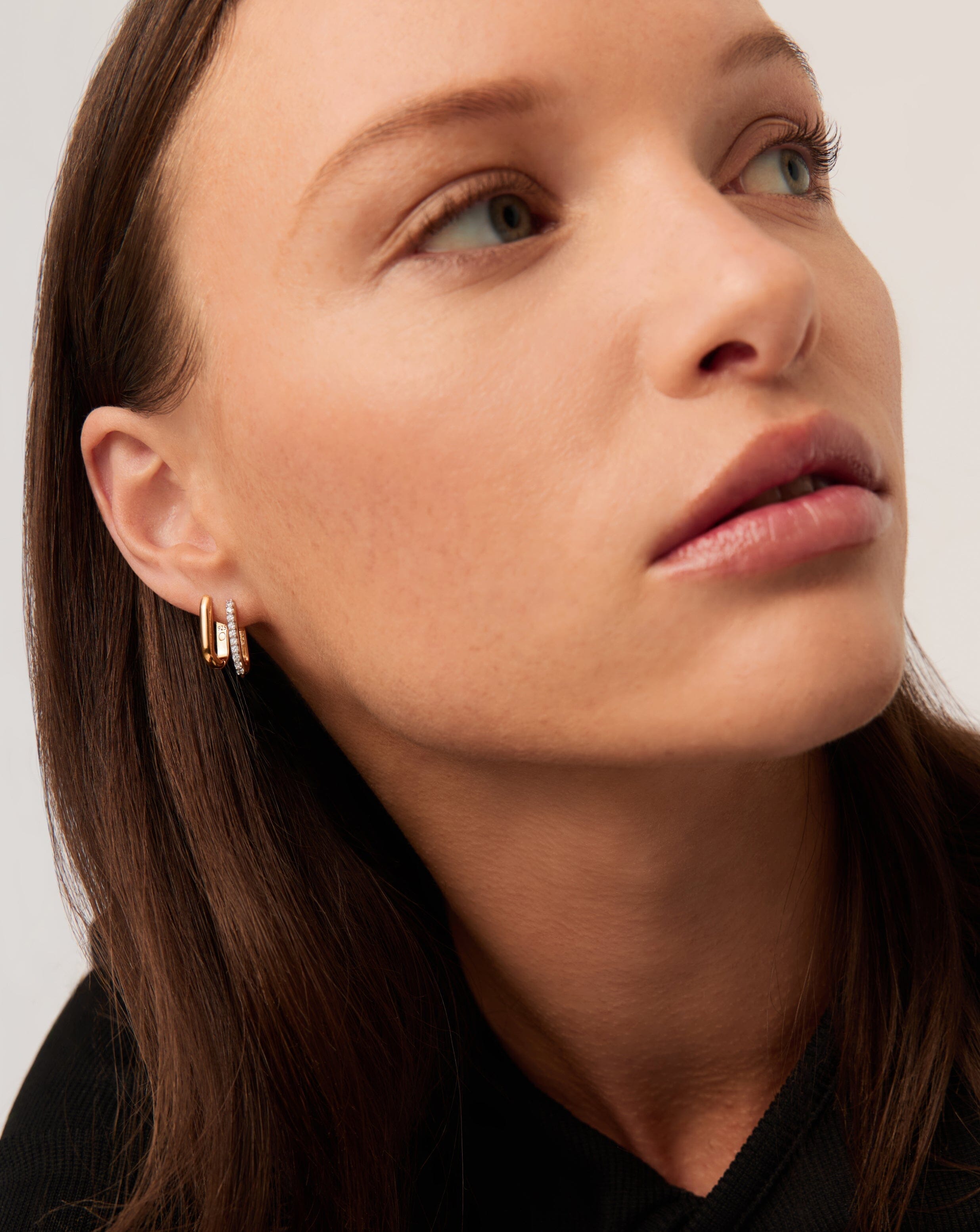 Pave Ovate Huggies | 18ct Recycled Gold Vermeil on Recycled Sterling Silver Earrings Missoma 