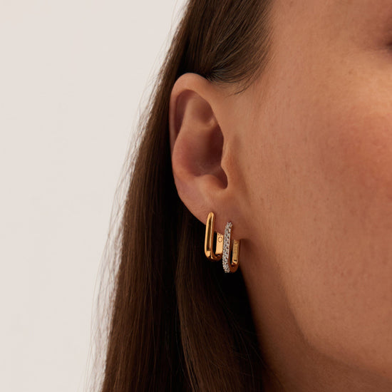 Pave Ovate Huggies | 18ct Recycled Gold Vermeil on Recycled Sterling Silver Earrings Missoma 