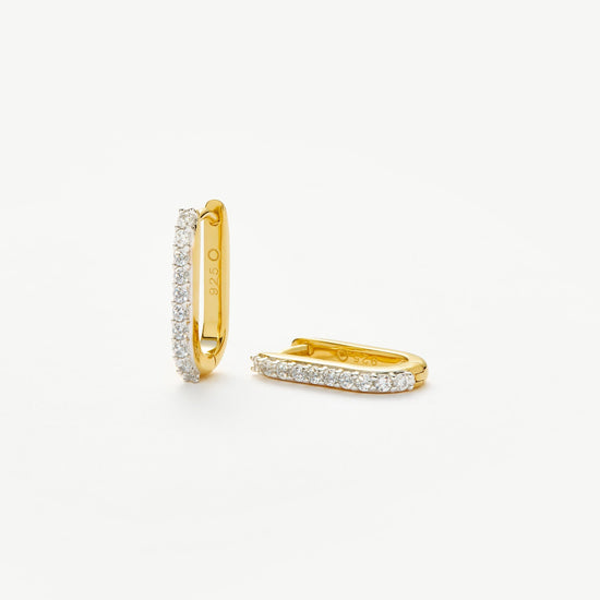 Pave Ovate Huggies | 18ct Recycled Gold Vermeil on Recycled Sterling Silver Earrings Missoma 