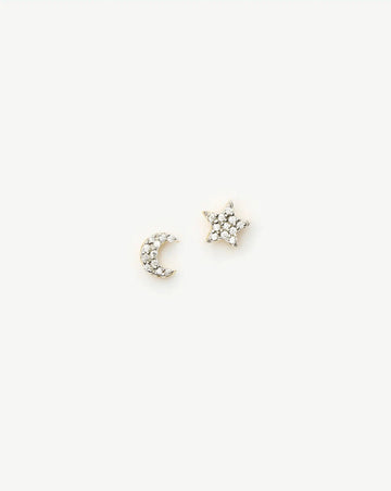 Pave Star Moon Stud Earrings Earrings Missoma 