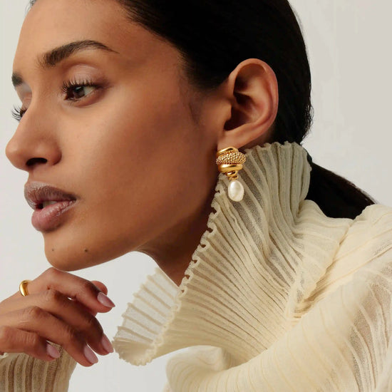 Pearl Baya Charm Drop Earrings | 18k Gold Plated/Pearl Earrings Missoma 