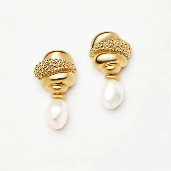 Pearl Baya Charm Drop Earrings | 18k Gold Plated/Pearl Earrings Missoma 