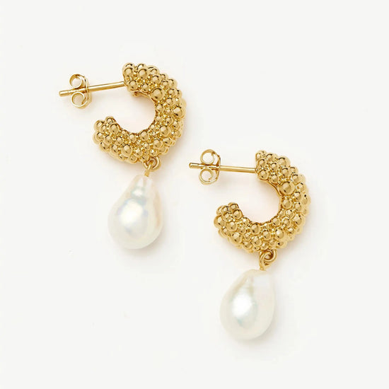 Pearl Baya Charm Hoop Earrings | 18k Gold Plated/Pearl Earrings Missoma 