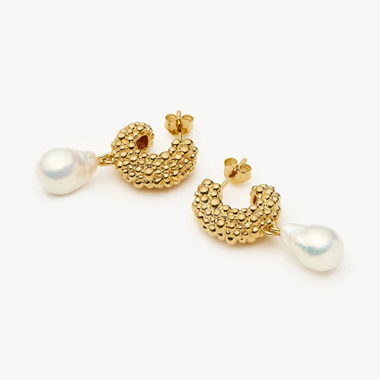 Pearl Baya Charm Hoop Earrings | 18k Gold Plated/Pearl Earrings Missoma 