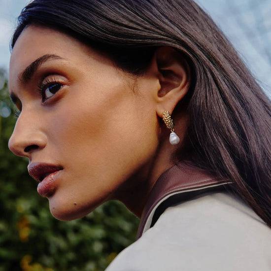 Pearl Baya Charm Hoop Earrings | 18k Gold Plated/Pearl Earrings Missoma 