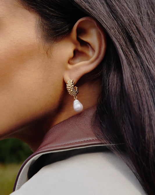 Pearl Baya Charm Hoop Earrings | 18k Gold Plated/Pearl Earrings Missoma 