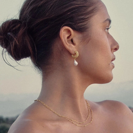 Pearl Baya Charm Hoop Earrings | 18k Gold Plated/Pearl Earrings Missoma 