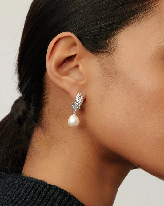 Pearl Baya Charm Hoop Earrings | Silver Plated/Pearl Earrings Missoma 