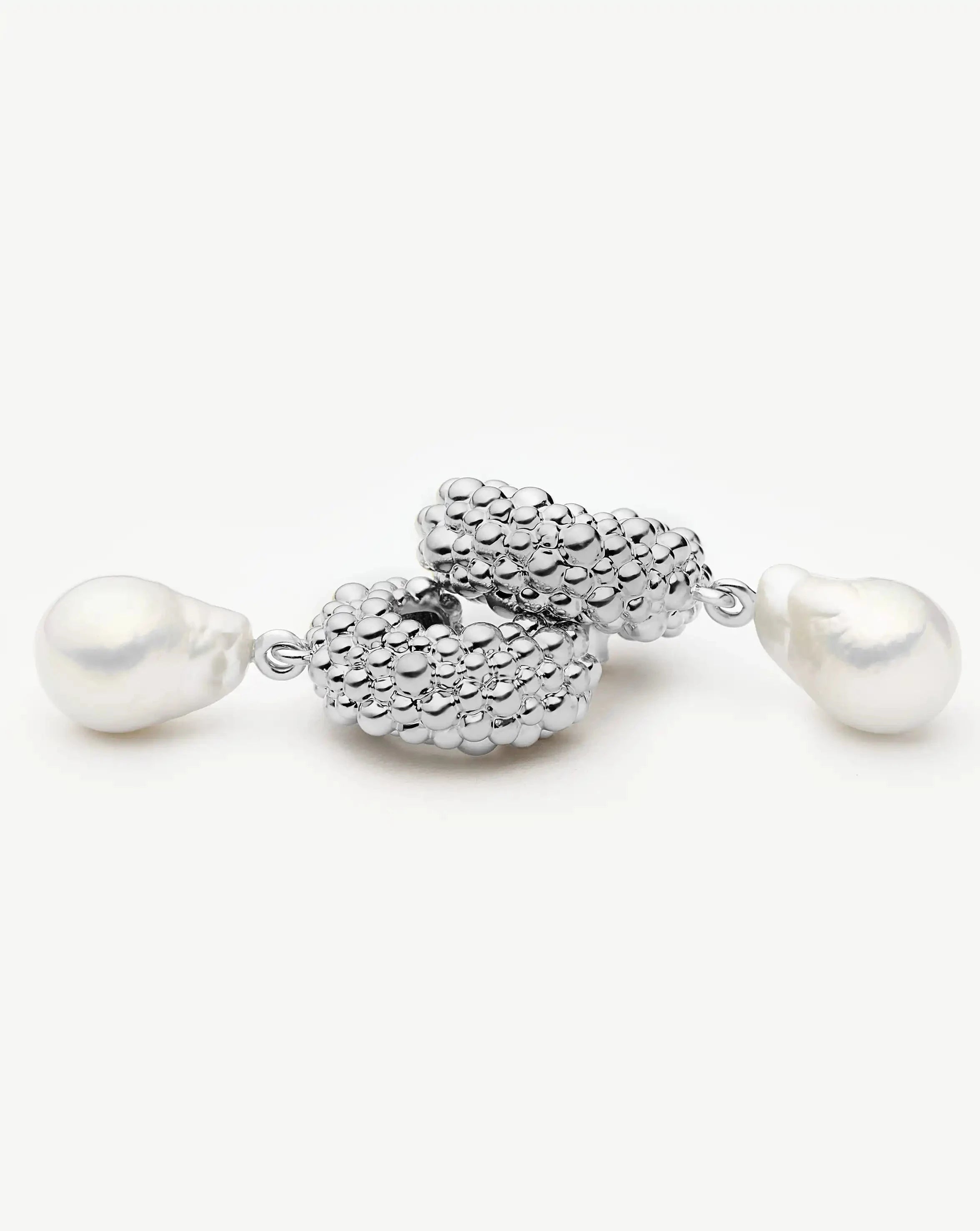 Pearl Baya Charm Hoop Earrings | Silver Plated/Pearl Earrings Missoma 