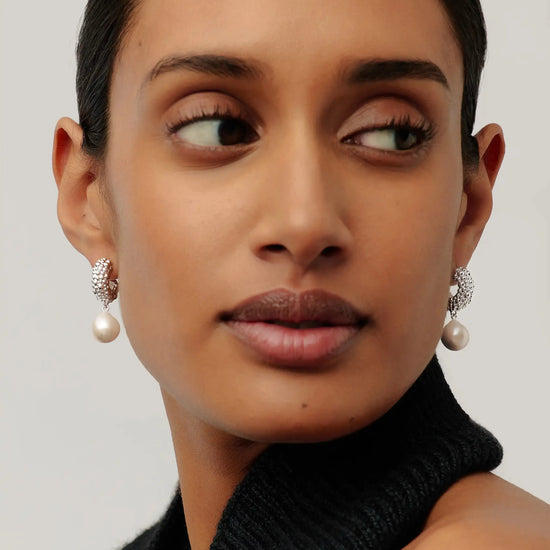 Pearl Baya Charm Hoop Earrings | Silver Plated/Pearl Earrings Missoma 