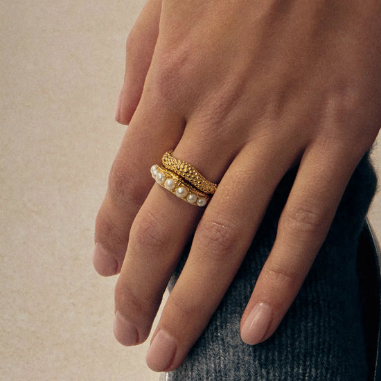 Pearl Baya Stacking Ring Set | 18k Gold Plated/Pearl Rings Missoma 