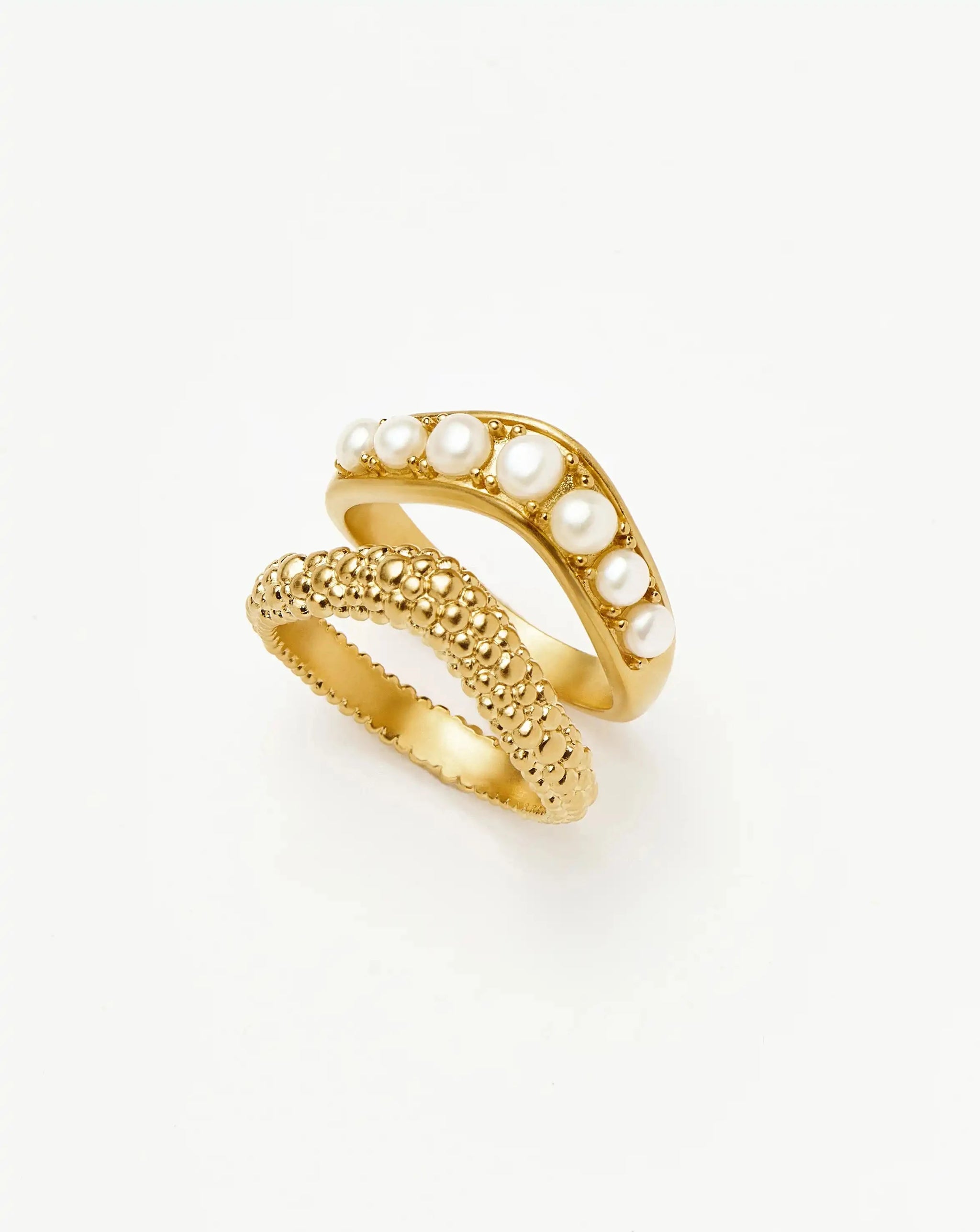Pearl Baya Stacking Ring Set | 18k Gold Plated/Pearl Rings Missoma 