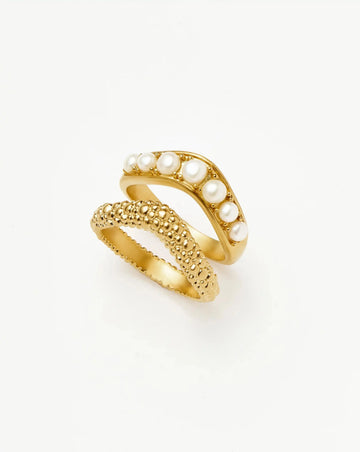 Pearl Baya Stacking Ring Set | 18k Gold Plated/Pearl Rings Missoma 