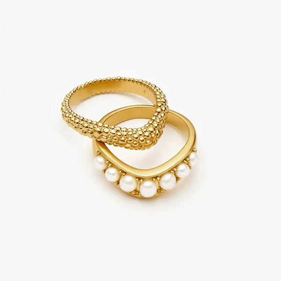 Pearl Baya Stacking Ring Set | 18k Gold Plated/Pearl Rings Missoma 