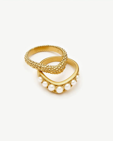 Pearl Baya Stacking Ring Set | 18k Gold Plated/Pearl Rings Missoma 