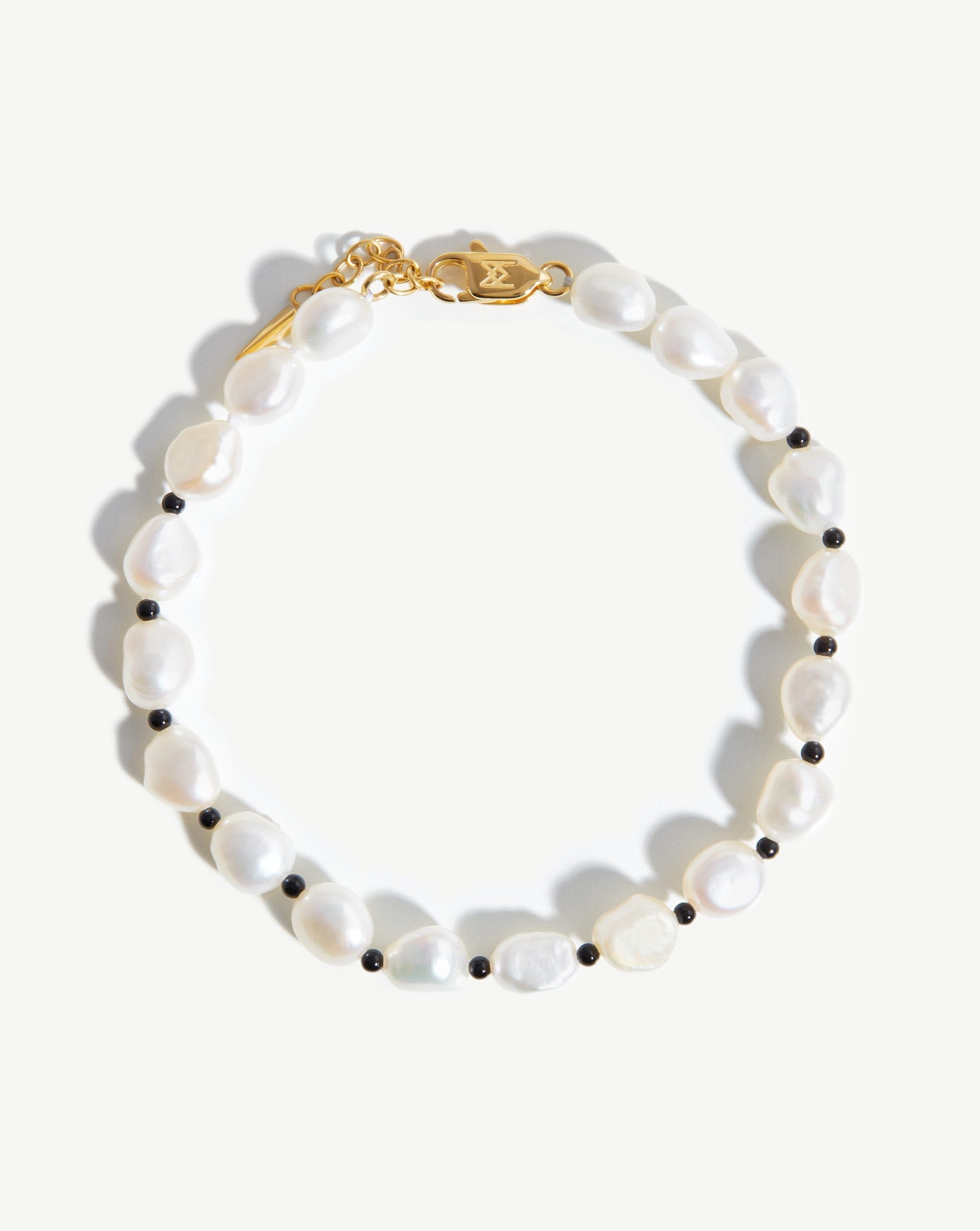 Pearl Beaded Gemstone Bracelet | 18k Gold Plated/Pearl & Black Onyx Bracelets Missoma 