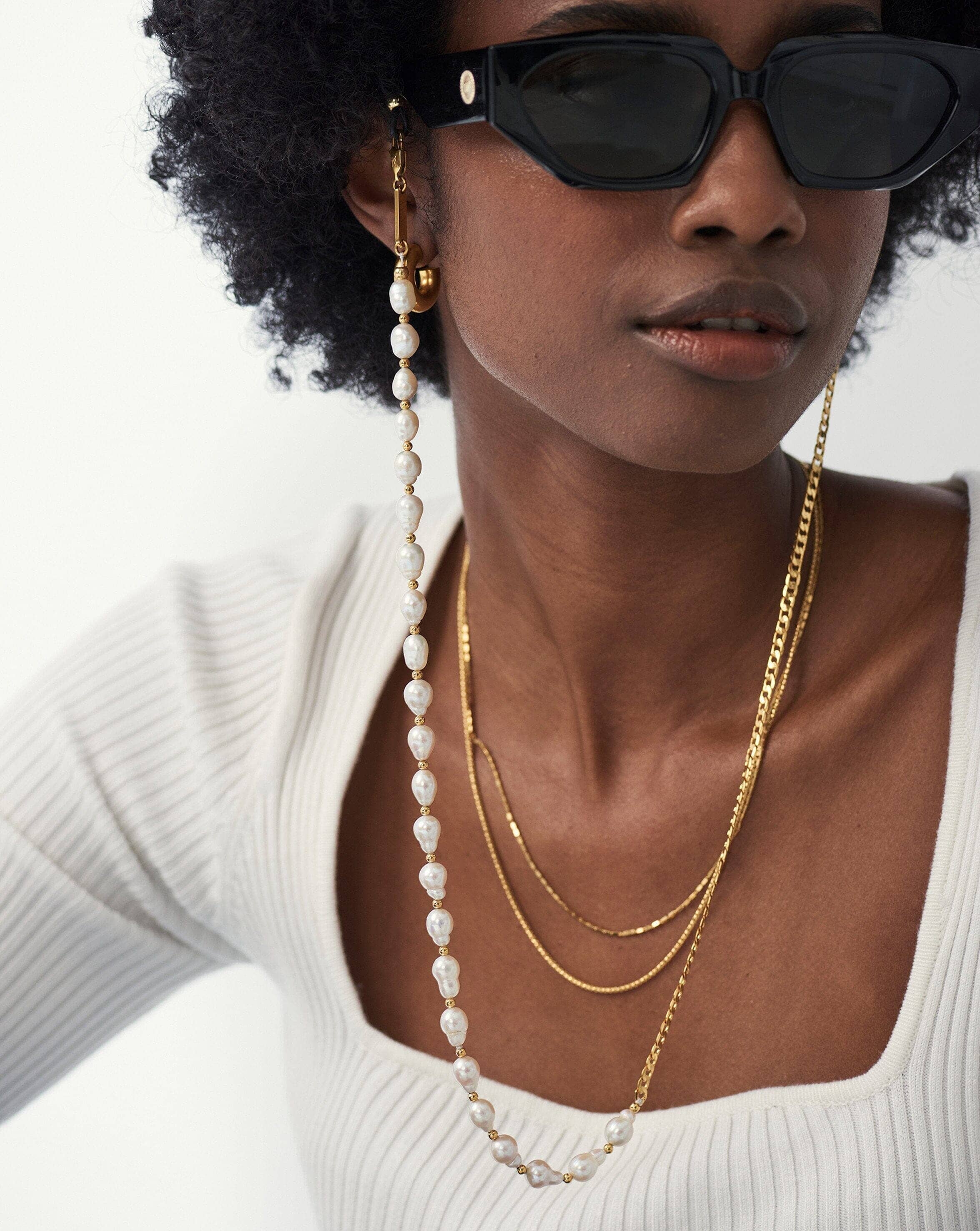 Pearl & Curb Eyewear Chain | 18k Gold Plated/Pearl Accessories Missoma 