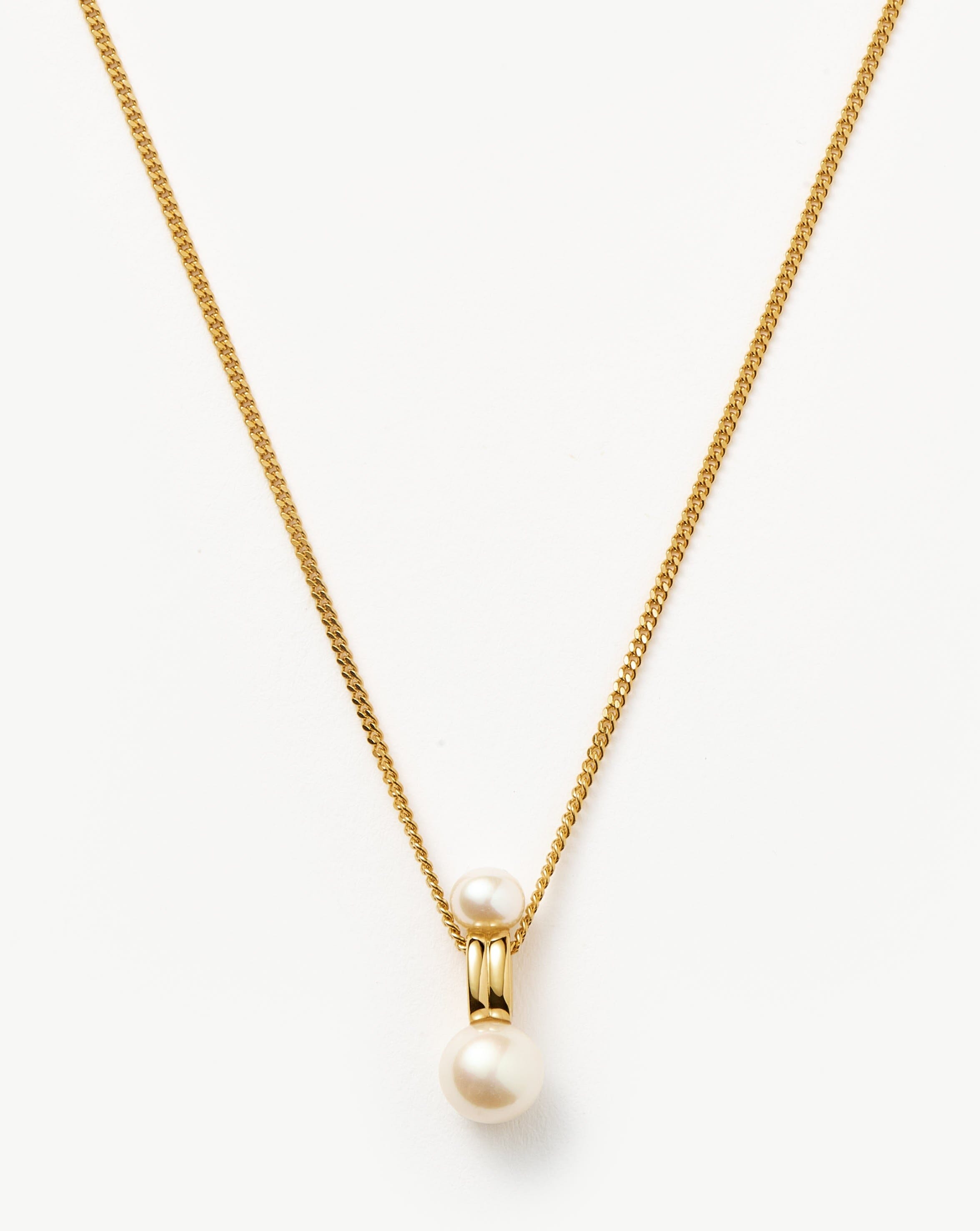 Pearl Ridge Pendant Chain Necklace | 18k Gold Plated Vermeil/Pearl Necklaces Missoma 