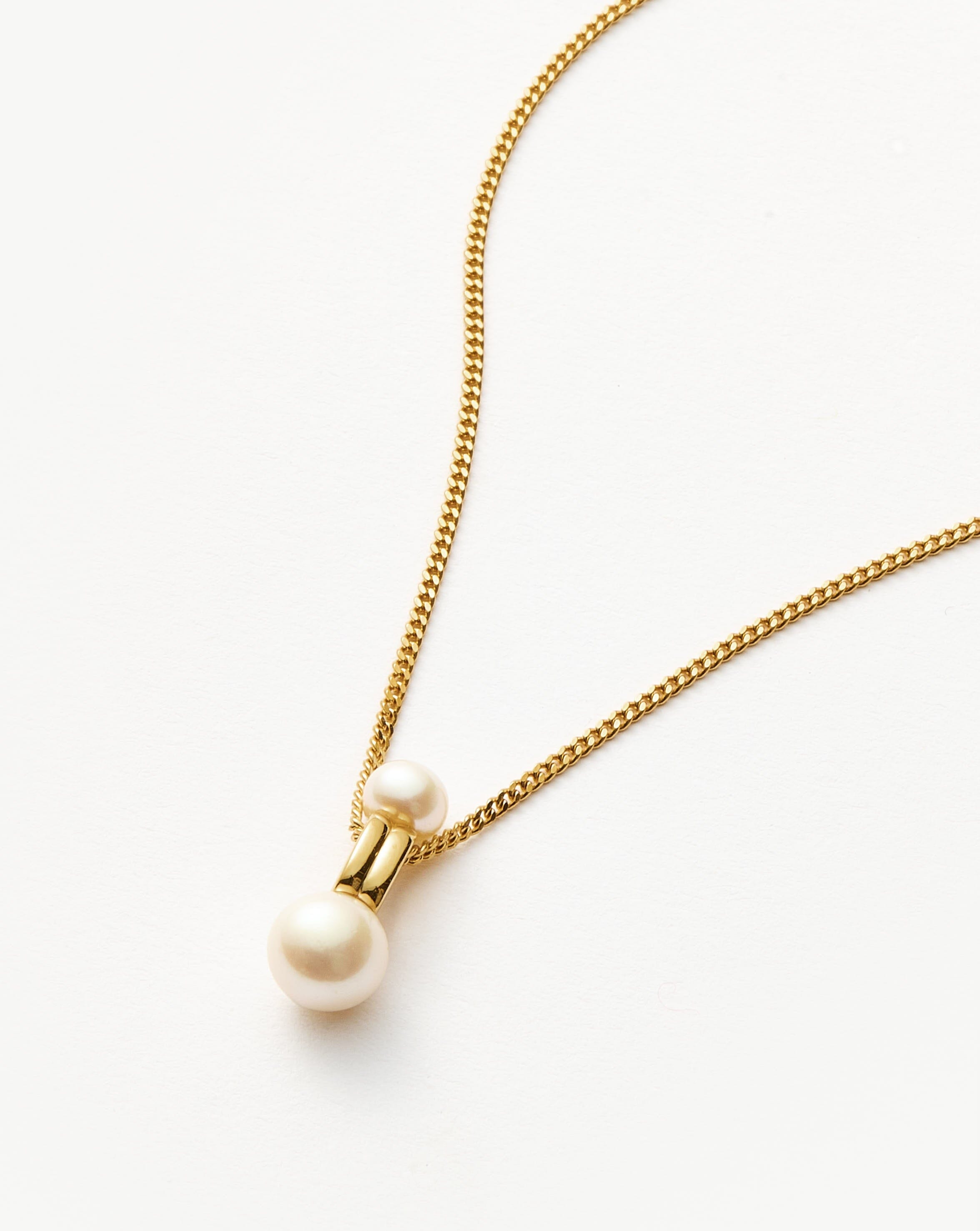 Pearl Ridge Pendant Chain Necklace | 18k Gold Plated Vermeil/Pearl Necklaces Missoma 