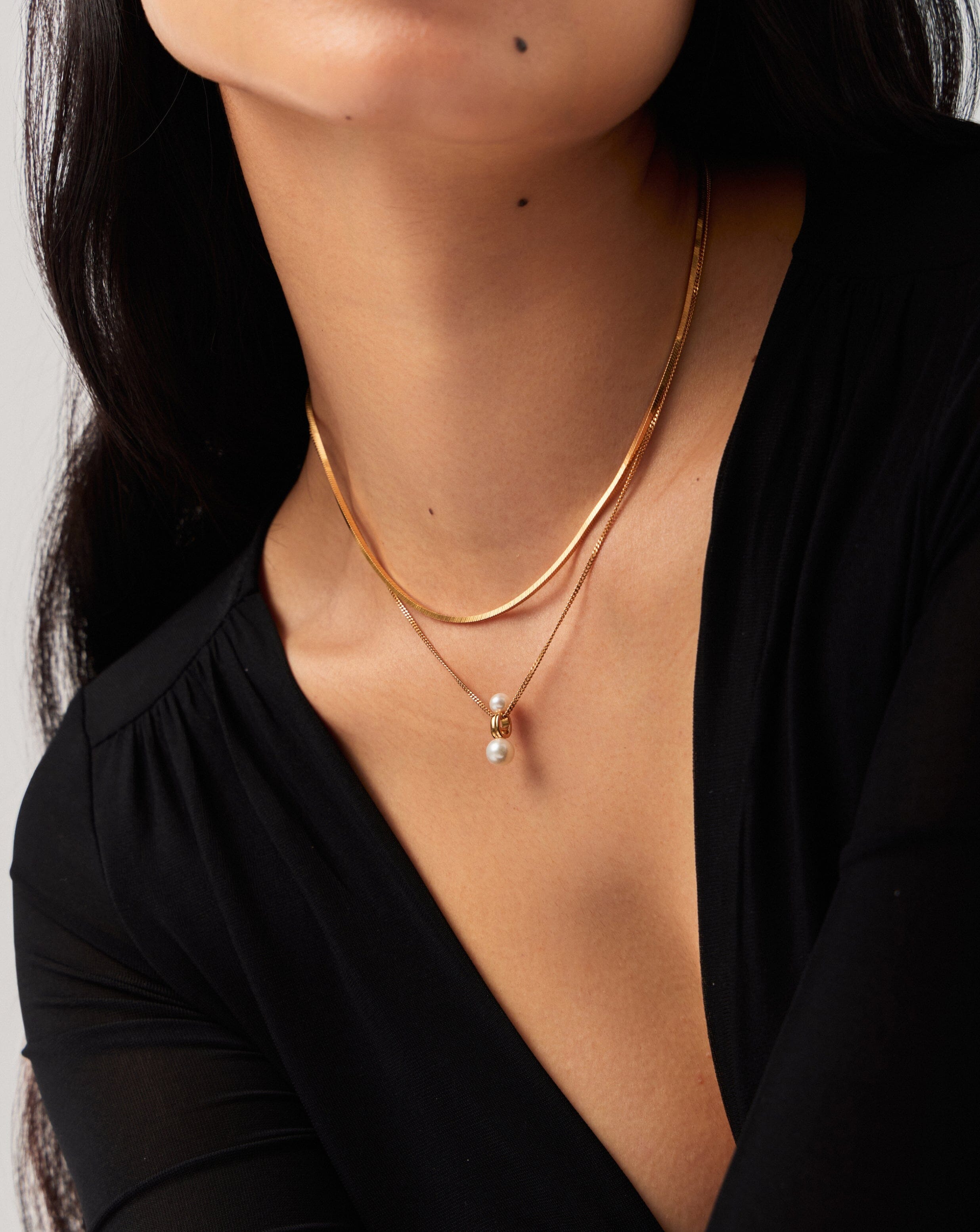 Pearl Ridge Pendant Chain Necklace | 18k Gold Plated Vermeil/Pearl Necklaces Missoma 