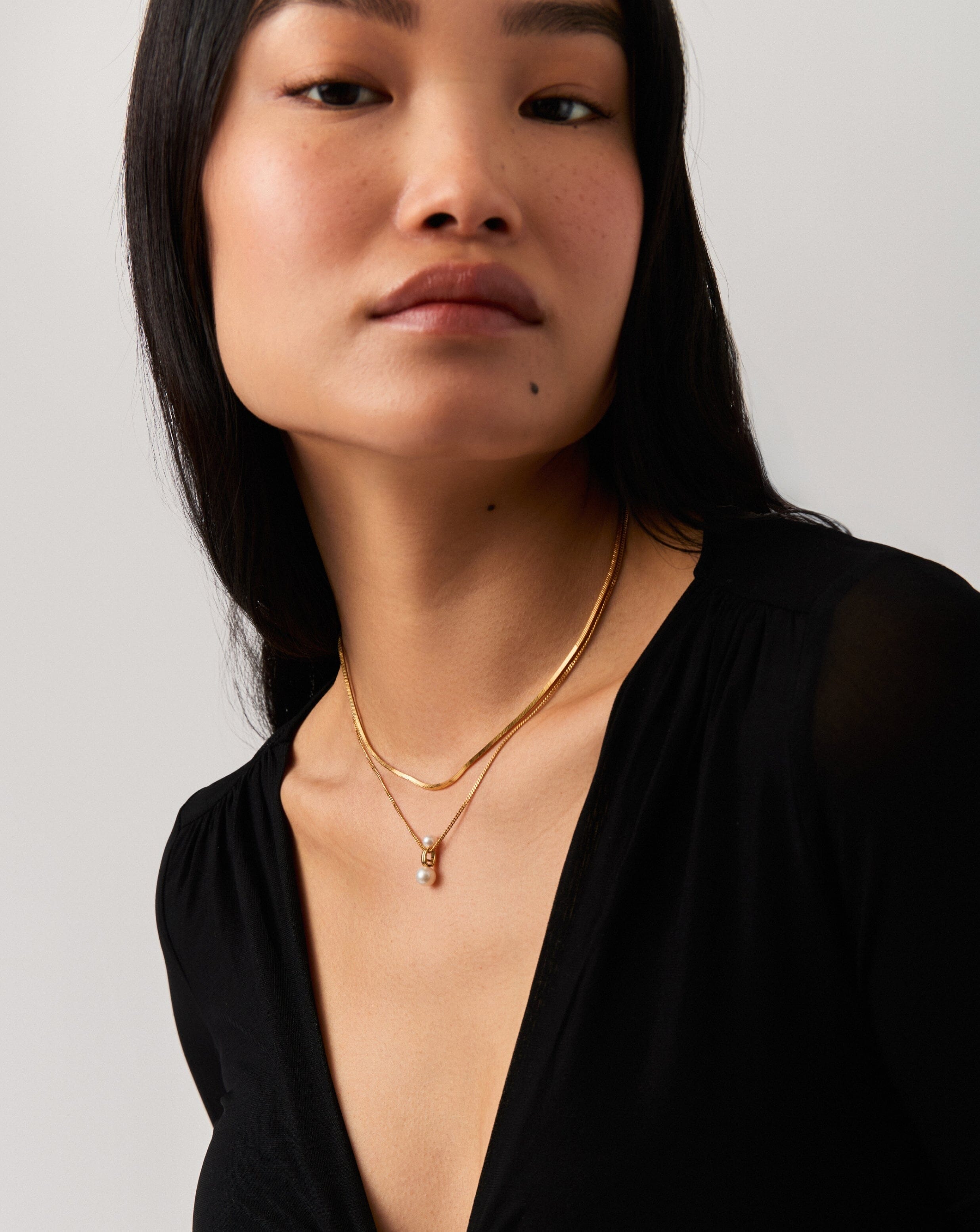 Pearl Ridge Pendant Chain Necklace | 18k Gold Plated Vermeil/Pearl Necklaces Missoma 