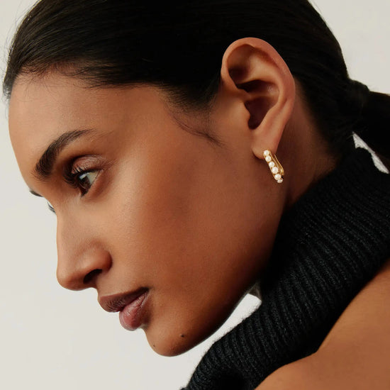 Pearl Wave Small Hoop Earrings | 18k Gold Plated/Pearl Earrings Missoma 
