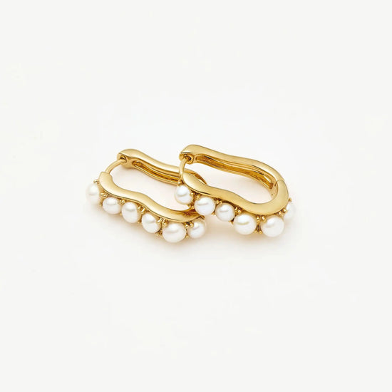 Pearl Wave Small Hoop Earrings | 18k Gold Plated/Pearl Earrings Missoma 