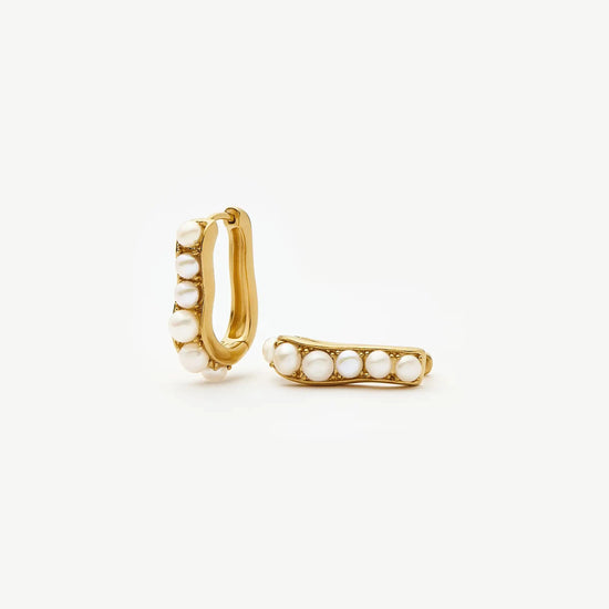 Pearl Wave Small Hoop Earrings | 18k Gold Plated/Pearl Earrings Missoma 