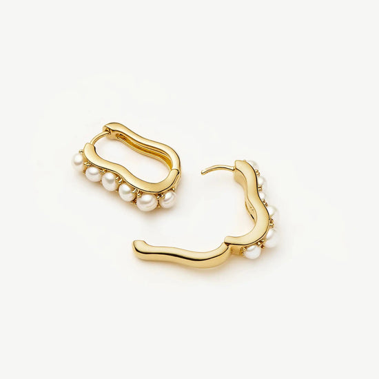 Pearl Wave Small Hoop Earrings | 18k Gold Plated/Pearl Earrings Missoma 