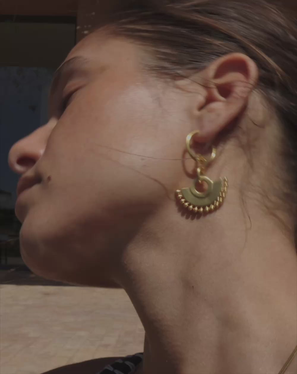 Zenyu Fan Chandelier Hoop Earrings